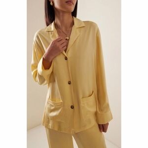 Asceno silk charmeuse Beverly shirt in Lemon yellow